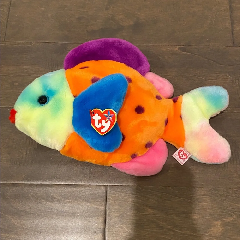 Ty Plush Fish Toy with Orange, Blue, and Purple